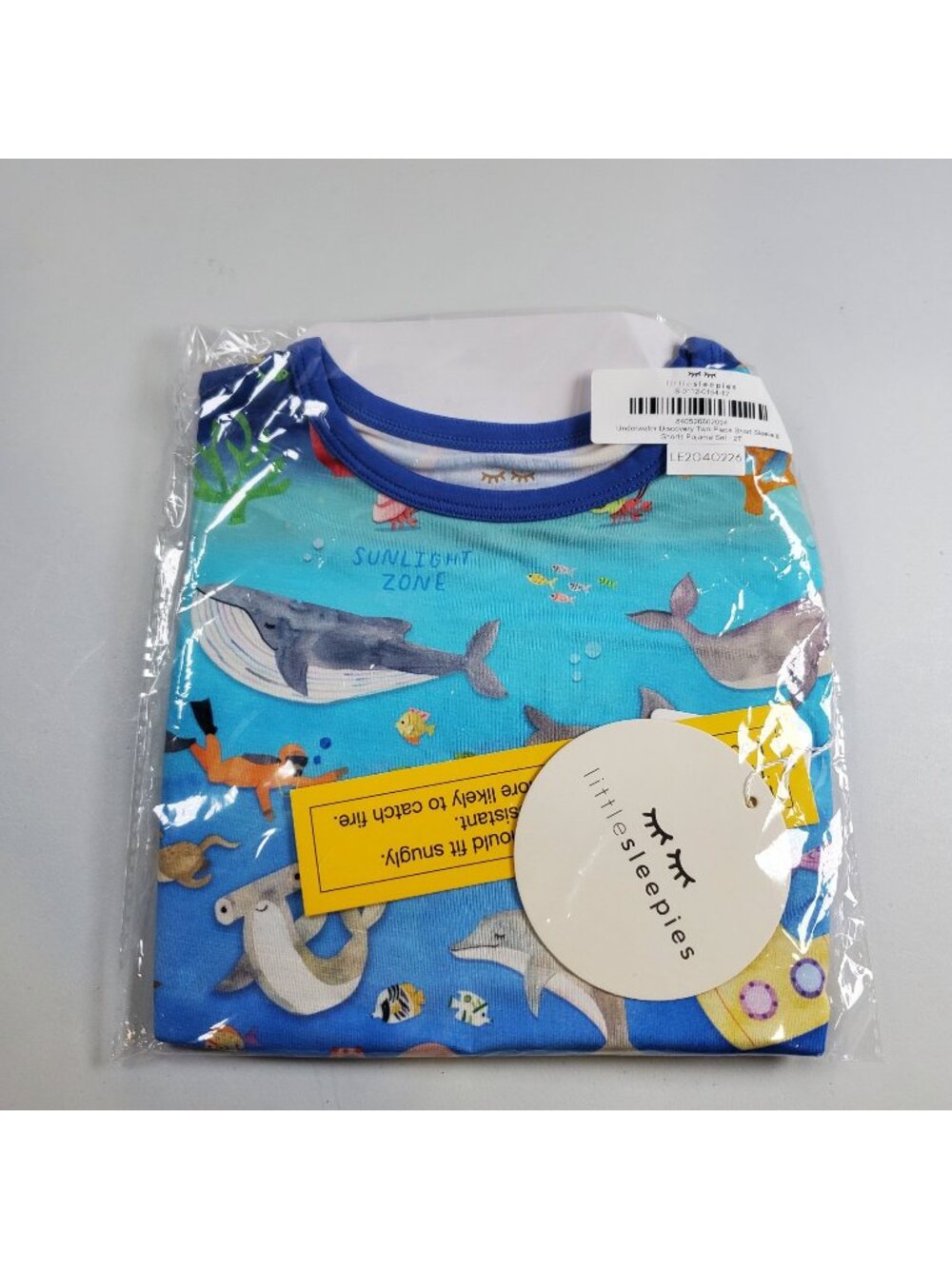 Little Sleepies Underwater Discovery Short Sleeve Shorts Pajama Kids Size 2T NWT